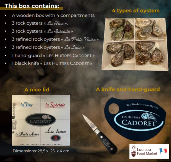 - A wooden box with 4 compartments